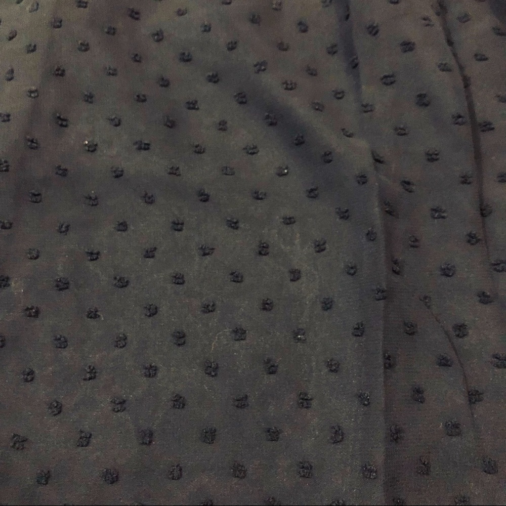 Black Ruffled Crewneck Swiss Dot Bubble Blouse - Picture 5 of 5